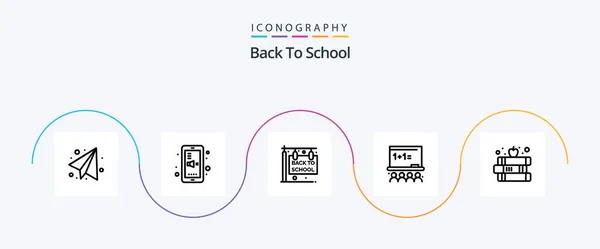 Back School Line Icon Pack Including School Book Education School — Stockvector