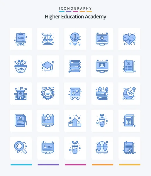 Creative Academy Blue Icon Pack Geography Medical Information Heart Rate — ストックベクタ