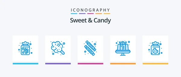 Sweet Candy Blue Icon Pack Including Dessert Food Sweets Dessert — Vetor de Stock