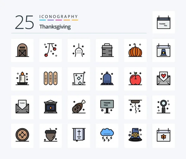 Thanks Giving Line Filled Icon Pack Including Thanks Pan Fall — стоковый вектор