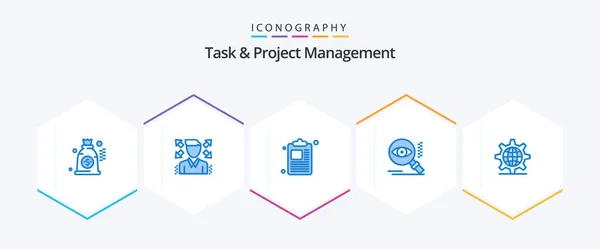 Task Project Management Blue Icon Pack Including Server Paper Internet — Wektor stockowy