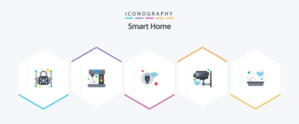 Smart Home Flat Icon Pack Including Security Cctv Home Smart — 图库矢量图片
