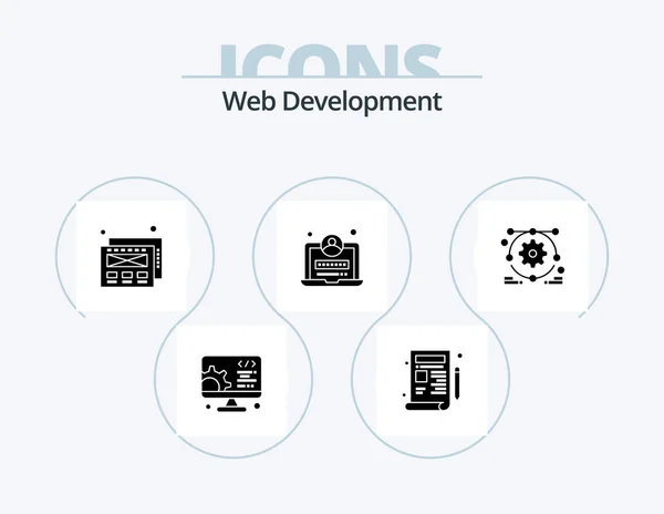 Web Development Glyph Icon Pack Icon Design Setting Mockup Design — Image vectorielle