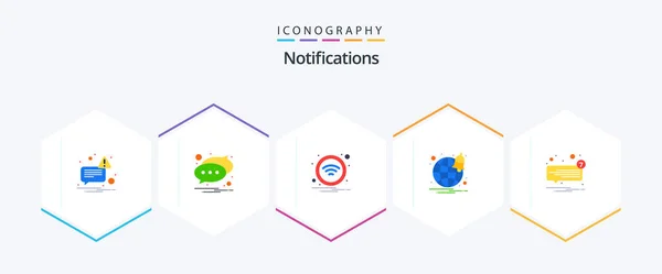 Notifications Flat Icon Pack Including Speech Message Wifi Chat Notification – stockvektor