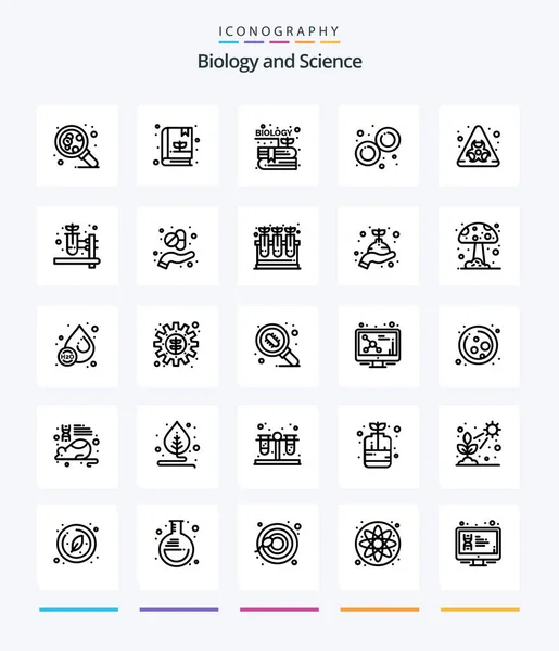 Creative Biology Outline Icon Pack Hazard Biohazard Content Mitosis Lab — Stok Vektör