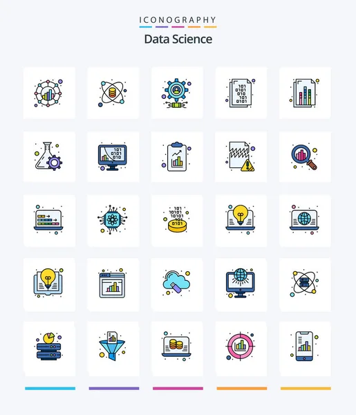 Creative Data Science Line Filled Icon Pack Document Document Science — Stock vektor