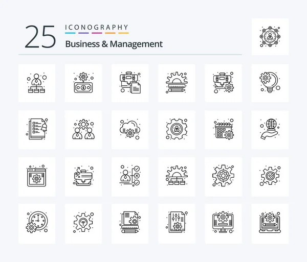 Business Management Line Icon Pack Including Briefcase Management Bag Finance — Image vectorielle