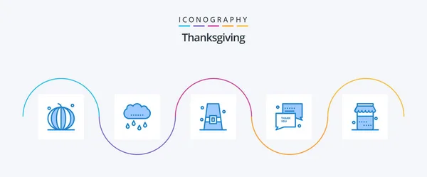 Thanks Giving Blue Icon Pack Including Sms You Thanksgiving Thank — Stock vektor