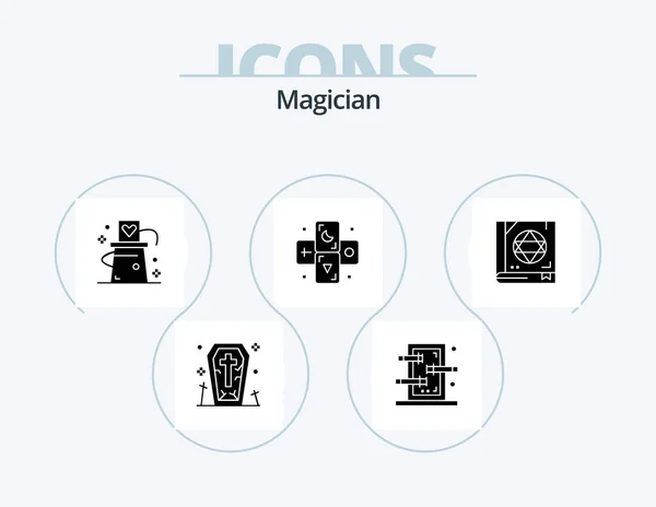 Magician Glyph Icon Pack Icon Design Book Tarot Card Horoscope — стоковый вектор