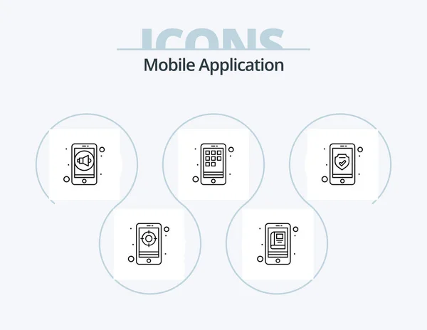 Mobile Application Line Icon Pack Icon Design Home Page Phone — Stockvektor
