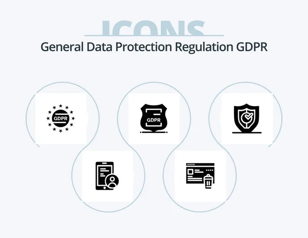 Gdpr Glyph Icon Pack Icon Design Gdpr Been Protection Law — Wektor stockowy