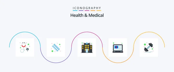 Health Medical Flat Icon Pack Including Weight Dumbbell Building Appointment — Stok Vektör