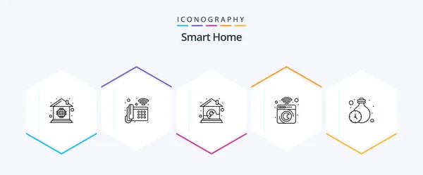 Smart Home Line Icon Pack Including Home Laundry Energy Home — Διανυσματικό Αρχείο