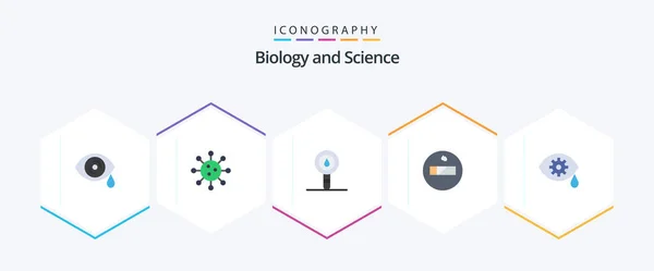 Biology Flat Icon Pack Including Nonsmoking Laser — Image vectorielle