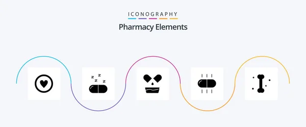 Pharmacy Elements Glyph Icon Pack Including Pills Medicine — Stock Vector