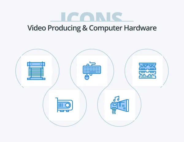 Video Producing Computer Hardware Blue Icon Pack Icon Design Mouse — Vector de stock