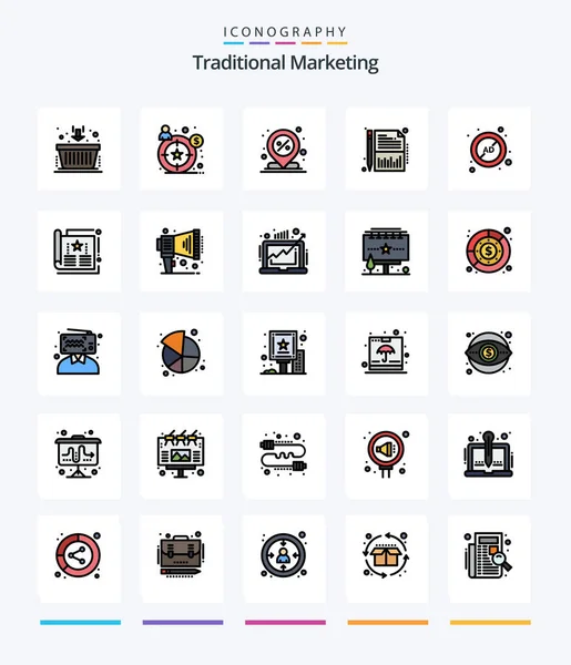 Creative Traditional Marketing Line Filled Icon Pack Block Sheet Discount — Archivo Imágenes Vectoriales