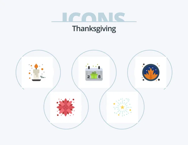 Thanksgiving Flat Icon Pack Icon Design Leaf Hand Candle Gift — Stock Vector