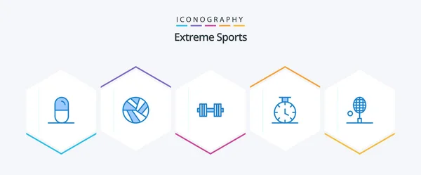 Sport Blue Icon Pack Including Tennis Racket Table Tennis Dumbbells — Image vectorielle