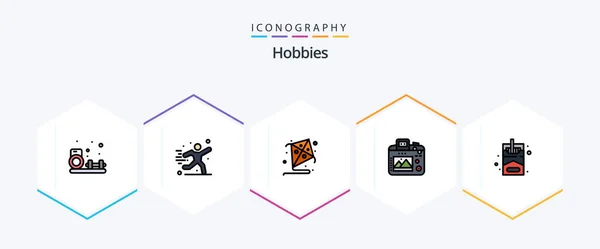 Hobbies Filledline Icon Pack Including Hobby Smoke Kite Hobby Image — Stock Vector