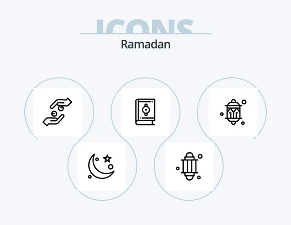 Ramadan Line Icon Pack Icon Design Festival Celebration Mecca Ramadan — Stock Vector