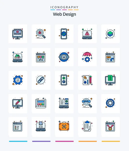 Creative Web Design Line Filled Icon Pack Design Warning App — ストックベクタ
