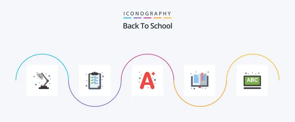 Back School Flat Icon Pack Including Abc Library Education Back — 图库矢量图片
