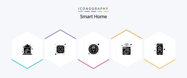 Smart Home Glyph Icon Pack Including Call Laundry Home Home — Stockový vektor