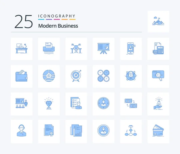 Modern Business Blue Color Icon Pack Including Computer Business Confidential — Stok Vektör