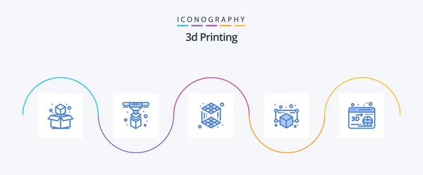 Printing Blue Icon Pack Including Point Model Gadget — 图库矢量图片