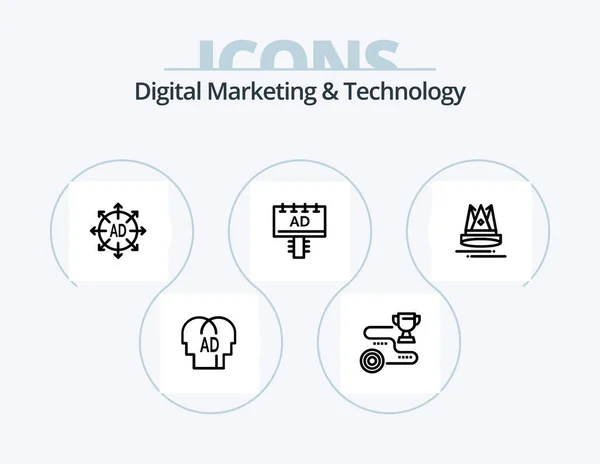 Digital Marketing Technology Line Icon Pack Icon Design Atoumation Marketing — Vetor de Stock