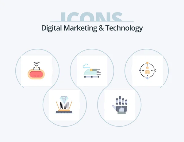 Digital Marketing Technology Flat Icon Pack Icon Design Technology Ambient — Stockvektor
