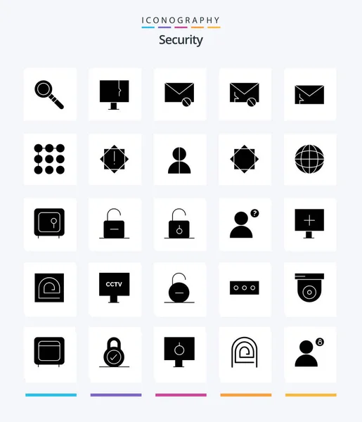 Creative Security Glyph Solid Black Icon Pack Spam Mail Envelope — Stockvektor