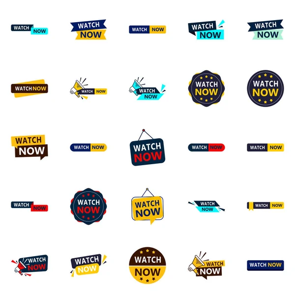 Get Your Customers Excited Watch Our Pack Watch Now Banners — Archivo Imágenes Vectoriales