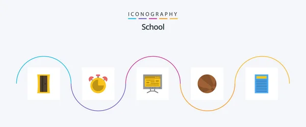 School Flat Icon Pack Including Education Online Book Ball — Stockový vektor