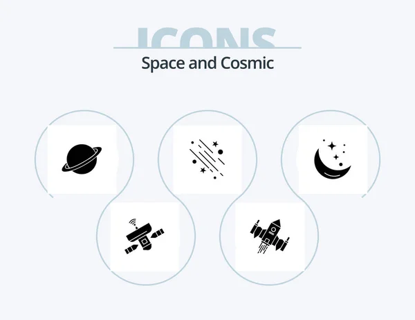 Space Glyph Icon Pack Icon Design Shooting Star Mars Space — Stok Vektör