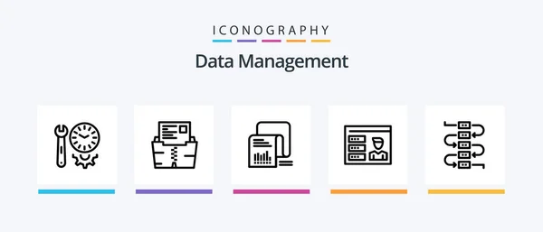 Data Management Line Icon Pack Including Zip Shopping Web Document — Stockvektor
