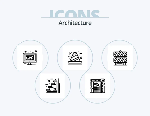 Architecture Line Icon Pack Icon Design Machine Hook Construction Crane — Stockvector