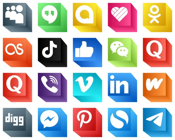 3D Social Media Brand Icons for Branding 20 Icons Pack such as viber. quora. video. messenger and facebook icons. Editable and high-resolution
