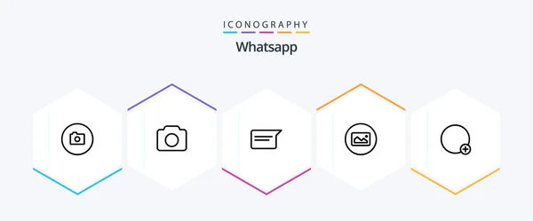 Whatsapp Line Icon Pack Including Image Sign Basic — Vettoriale Stock