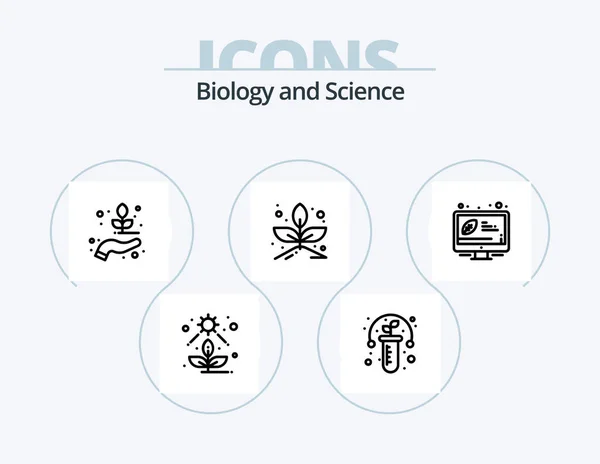 Biology Line Icon Pack Icon Design Science Test Hydrogen Tubes — Stockvektor