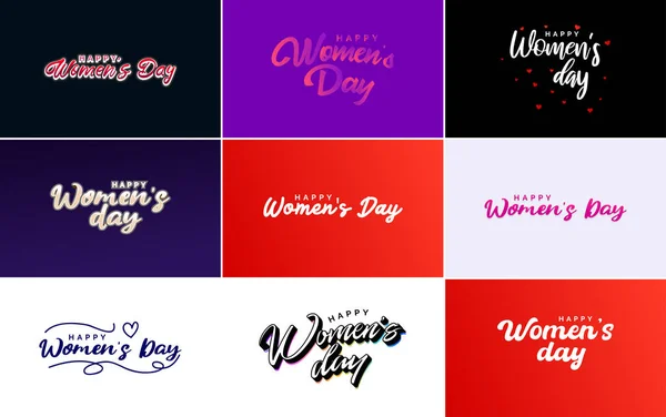 Набор Карточек Логотипом Международного Женского Дня — стоковый вектор