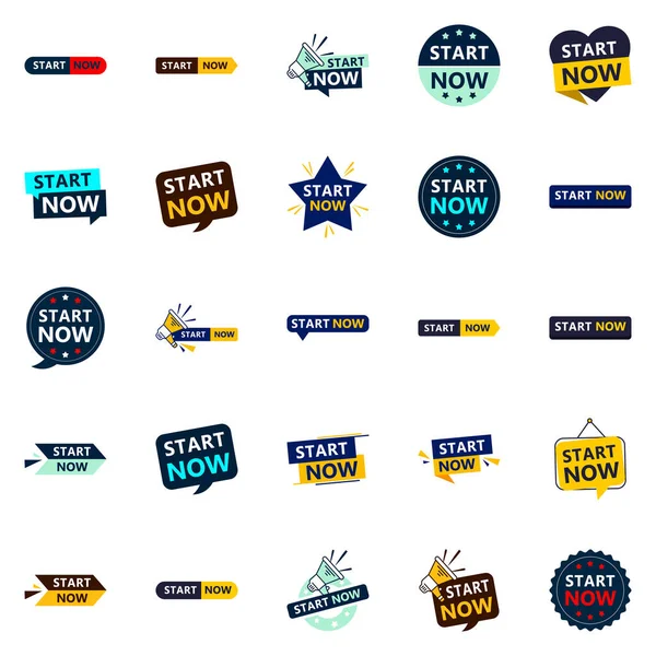 Start Now Fresh Typographic Designs Updated Call Action Campaign — Διανυσματικό Αρχείο