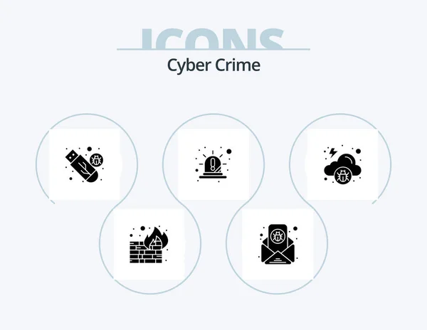 Cyber Crime Glyph Icon Pack Icon Design Red Emergency Alert — Archivo Imágenes Vectoriales