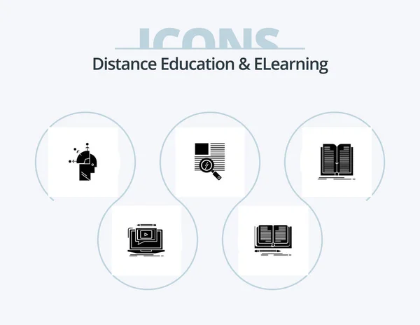 Distance Education Elearning Glyph Icon Pack Icon Design Application Zoom — Stockový vektor