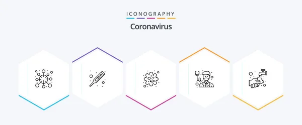 Coronavirus Line Icon Pack Including Medical Healthcare Meter Doctor Pathogen — Stock Vector