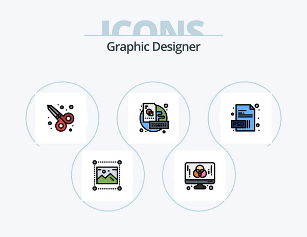 Graphic Designer Line Filled Icon Pack Icon Design Web Preferences — Vector de stock