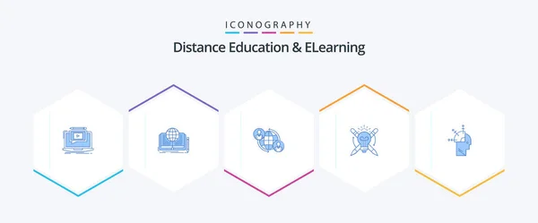 Distance Education Elearning Blue Icon Pack Including Light Success Story — Stok Vektör