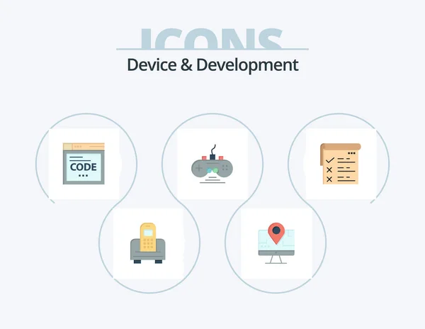 Device Development Flat Icon Pack Icon Design Testing Game Pad — ストックベクタ