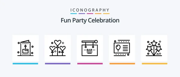 Party Line Icon Pack Including Birthday Theater Envelope Party Celebration — Stockvektor